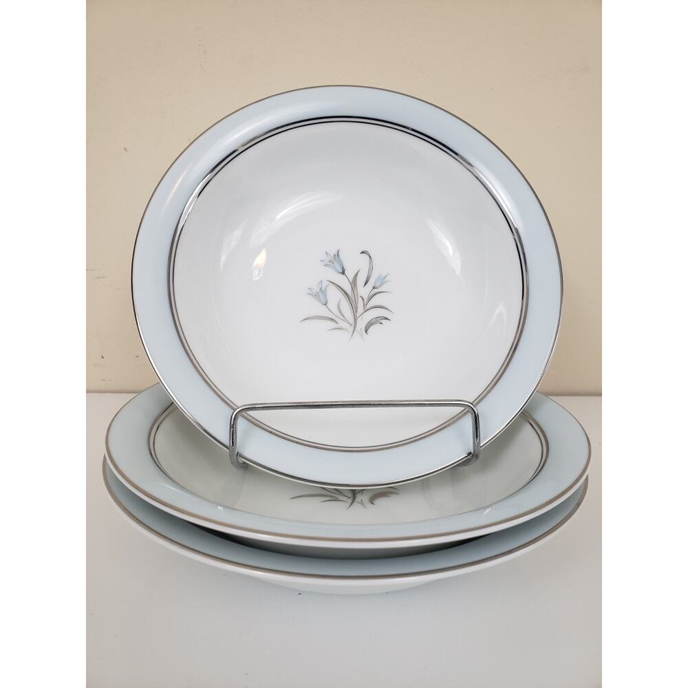 Noritake Bluebell Cereal Soup Bowls 7 1/2" Salad Blue Band 5558 Set 3